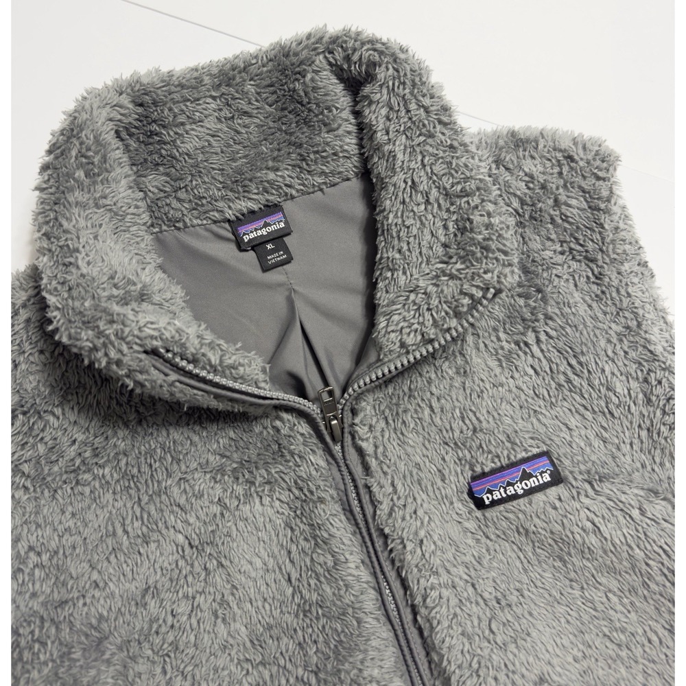 Patagonia Womens Los Gatos Full Zip Vest Gray Fleece Pockets Warm Outdoors Sz XL